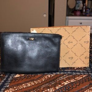 Salvatore Ferragamo vintage black leather clutch